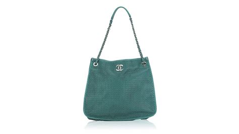 Chanel Calfskin Perforated Up In The Air Tote Green